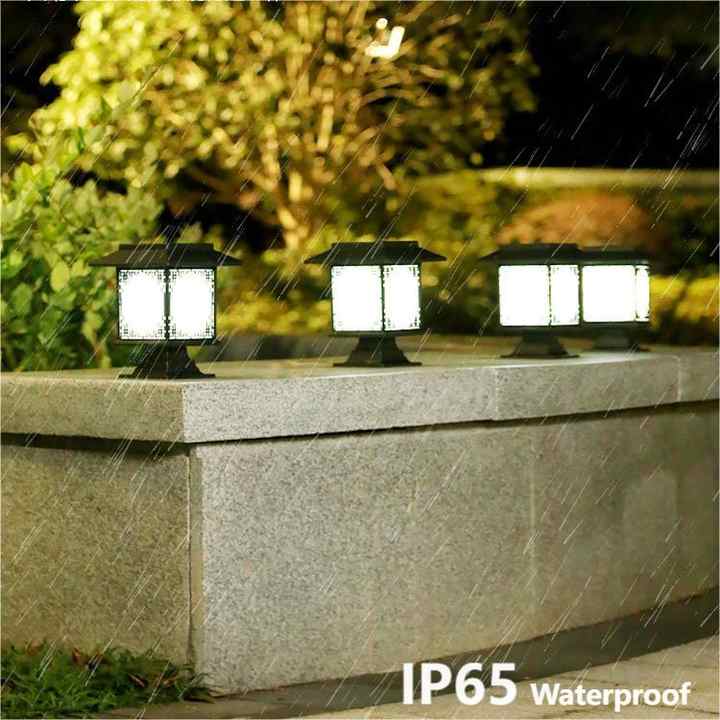 Lampe Solaire à LED pour le Jardin - Grande Lampe Carrée à Lumière Chaude et Double Usage