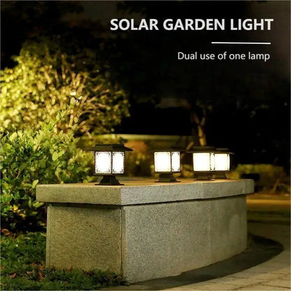 Lampe Solaire à LED pour le Jardin - Grande Lampe Carrée à Lumière Chaude et Double Usage