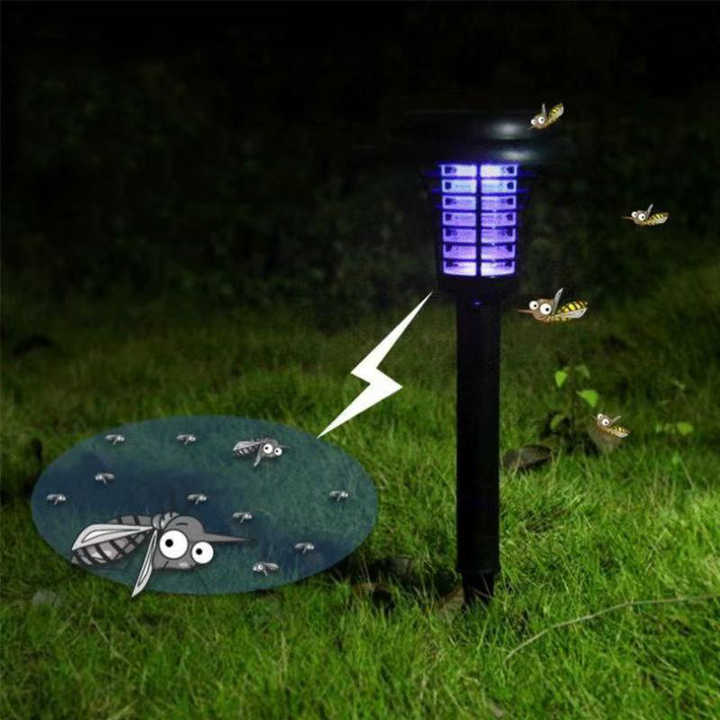 Détructeur D' Insectes Solaire avec Lumière Led - Lampe de Jardin Étanche pour Éloigner les Moustiques