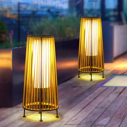 Lanterne Solaire LED en Rotin - Grand Éclairage Extérieur en Forme D' Ovale pour le Jardin et la Terrasse