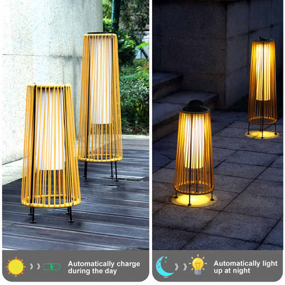 Lanterne Solaire LED en Rotin - Grand Éclairage Extérieur en Forme D' Ovale pour le Jardin et la Terrasse