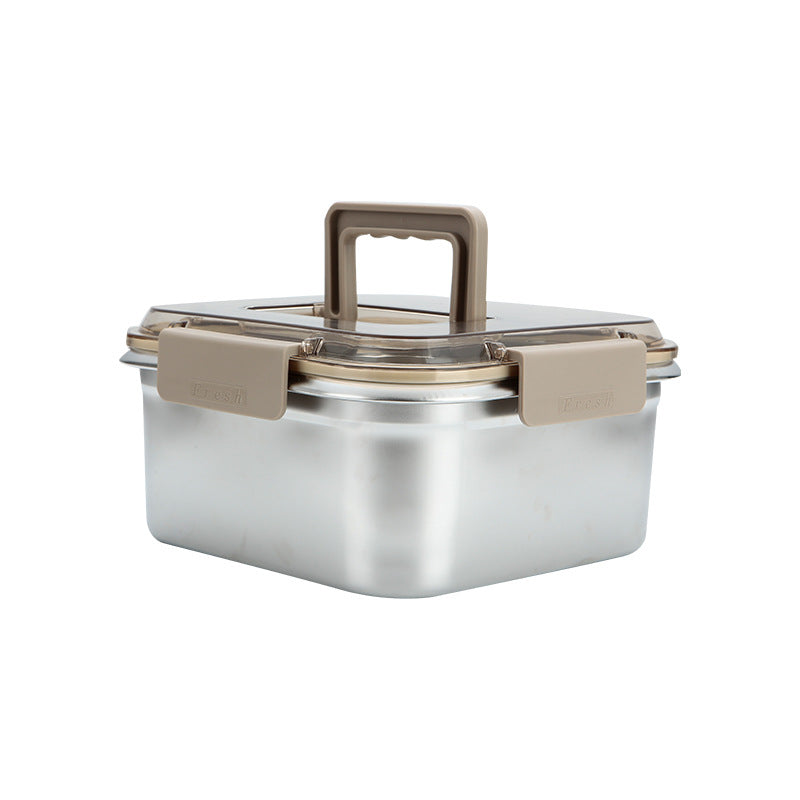 Boîte à Lunch de Grande Capacité en Acier Inoxydable 304 , de Qualité Alimentaire , Scellée et Épaisse , pour Réfrigérateur Extérieur , Micro-ondes et Conservation de Produits Frais Congelés