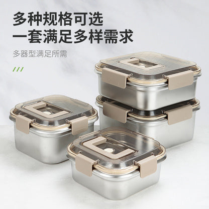 Boîte à Lunch de Grande Capacité en Acier Inoxydable 304 , de Qualité Alimentaire , Scellée et Épaisse , pour Réfrigérateur Extérieur , Micro-ondes et Conservation de Produits Frais Congelés