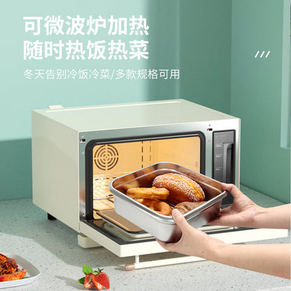 Boîte à Lunch de Grande Capacité en Acier Inoxydable 304 , de Qualité Alimentaire , Scellée et Épaisse , pour Réfrigérateur Extérieur , Micro-ondes et Conservation de Produits Frais Congelés