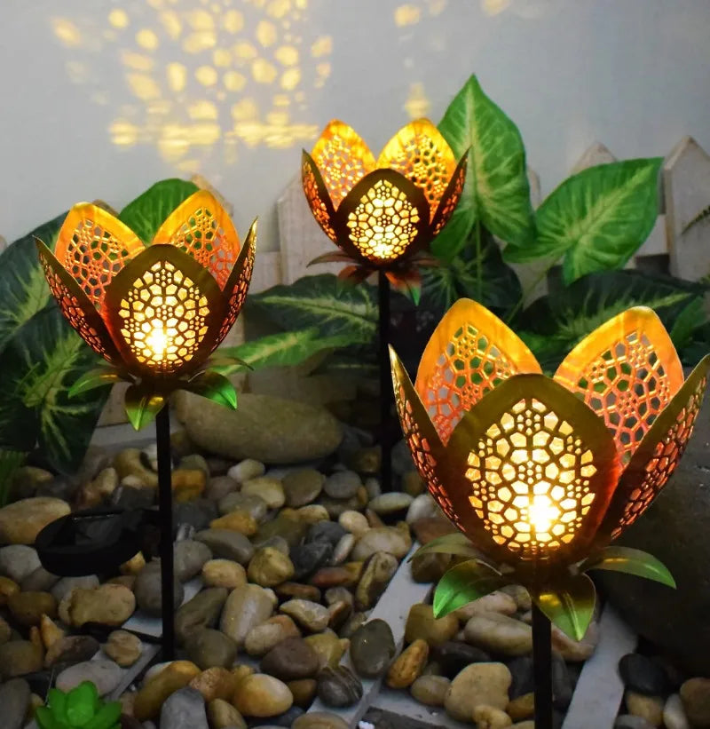 Lampe Solaire de Jardin Fleur de Lotus - Éclairage Extérieur Décoratif à Led pour le Jardin et la Cour