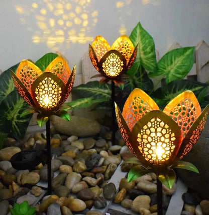 Lampe Solaire de Jardin Fleur de Lotus - Éclairage Extérieur Décoratif à Led pour le Jardin et la Cour