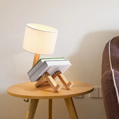 Lampe de Table en Bois avec Porte-livre - Design Moderne pour Ta Maison
