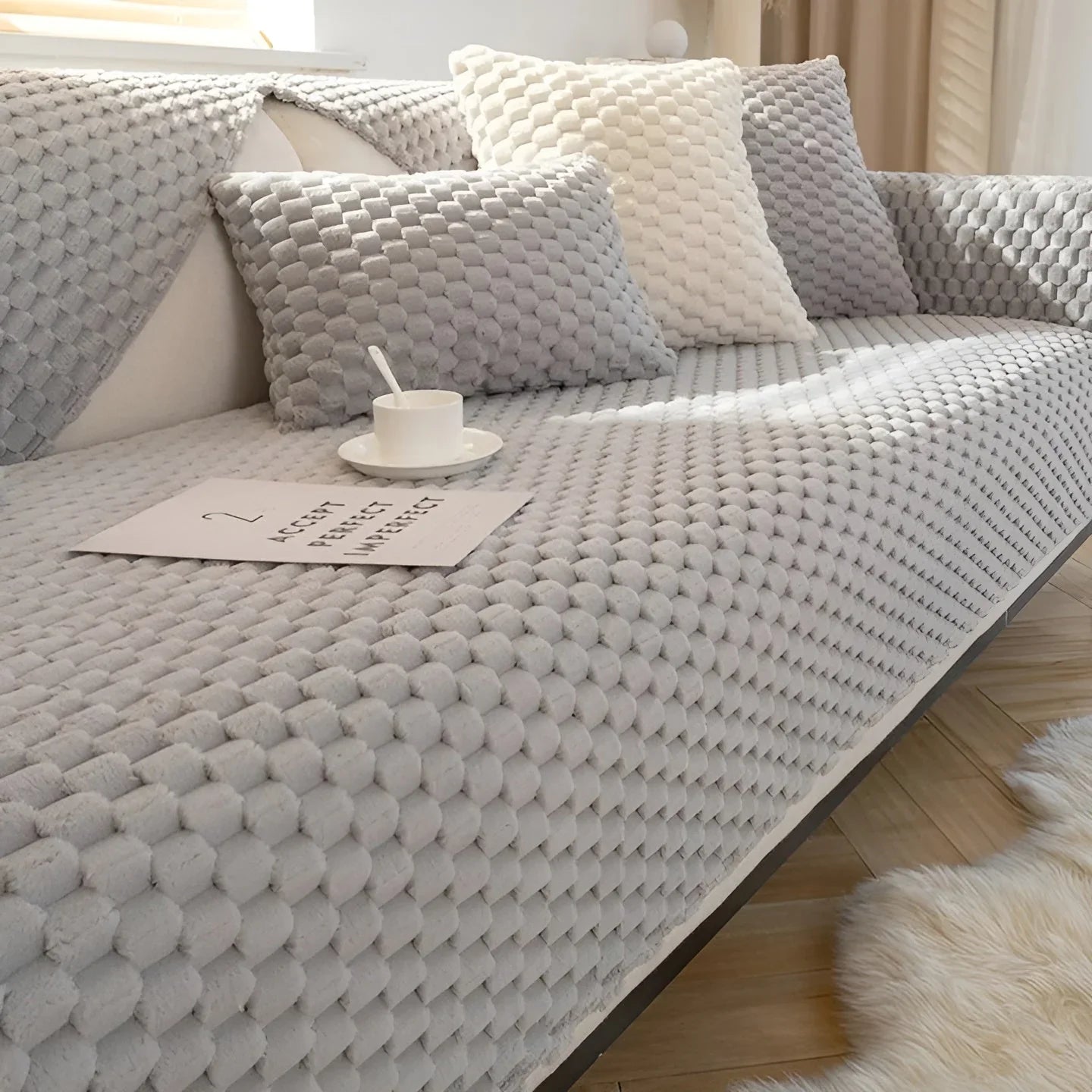 Luxueux Couvre-canapé en Velours avec Motif Structuré