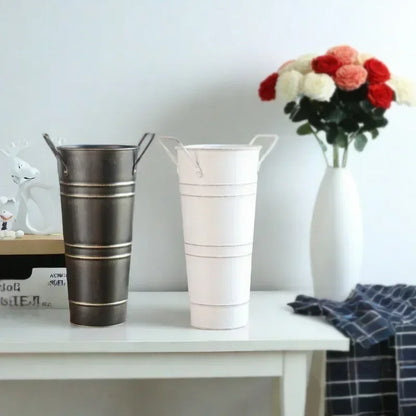 Pot De Fleurs En Fer Rétro Avec Poignées - Pot De Fleurs Décoratif En Métal Pour La Maison