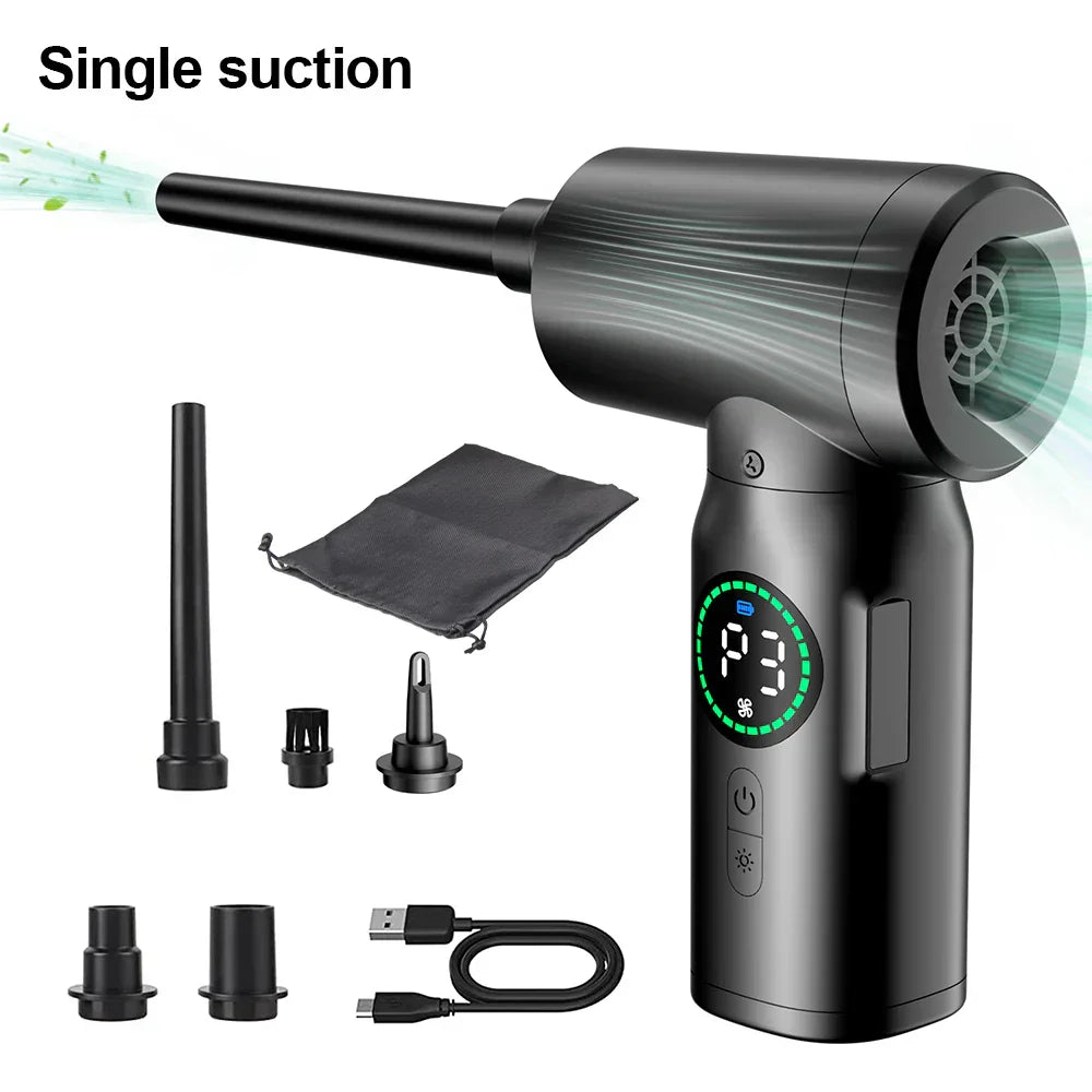 Aspirateur et Souffleur Portable 2 en 1 avec Air Comprimé et Lumière Led (7500mah)