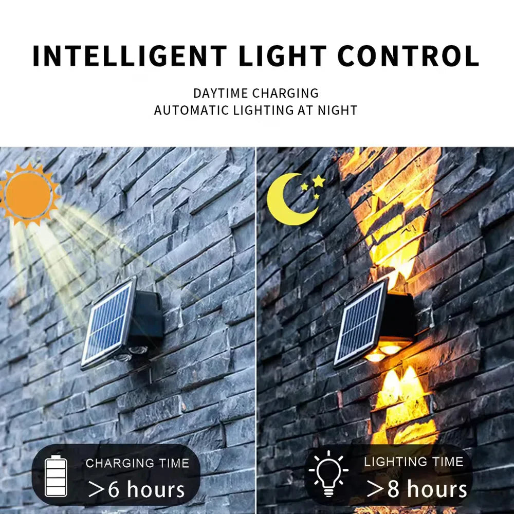 Applique Murale Solaire Led D' Extérieur avec Effet Up & Down - Éclairage Mural Moderne pour Jardin et Terrasse