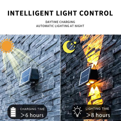 Applique Murale Solaire Led D' Extérieur avec Effet Up & Down - Éclairage Mural Moderne pour Jardin et Terrasse