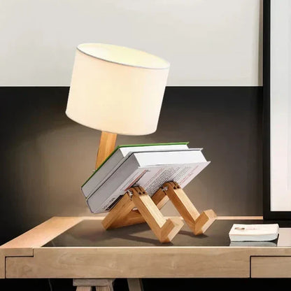 Lampe de Table en Bois avec Porte-livre - Design Moderne pour Ta Maison