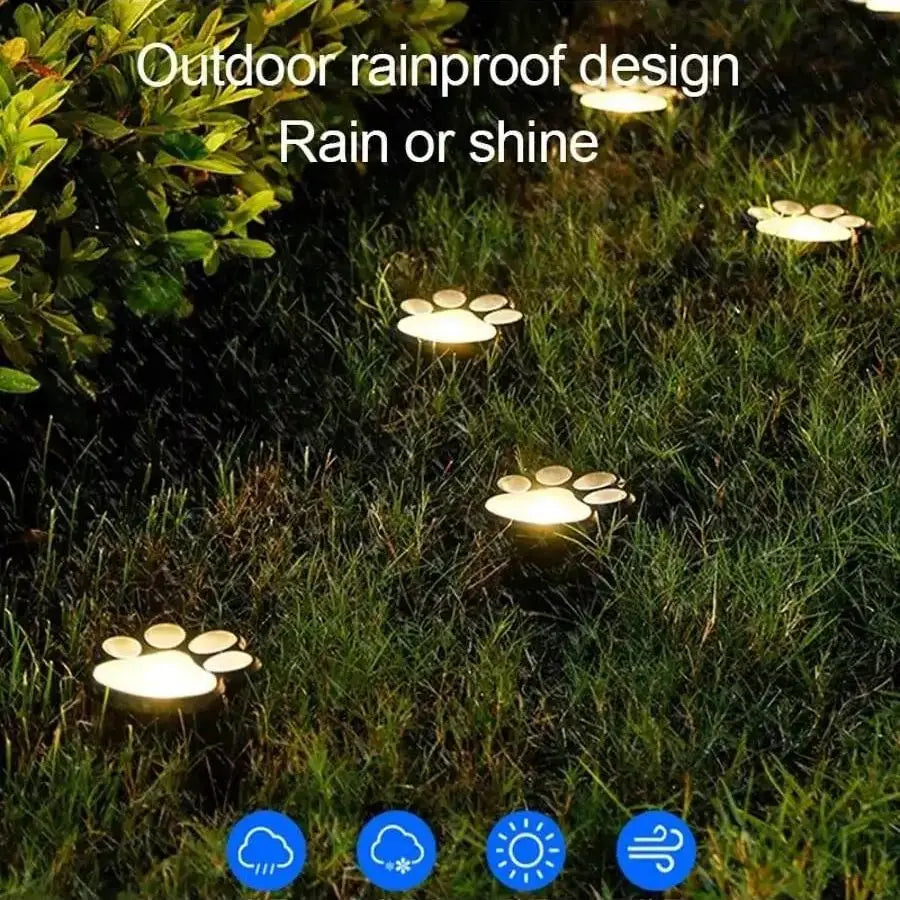 Lampe Solaire Au Design D' Empreinte De Patte - Éclairage De Jardin Led Multicolore Pour L' Extérieur