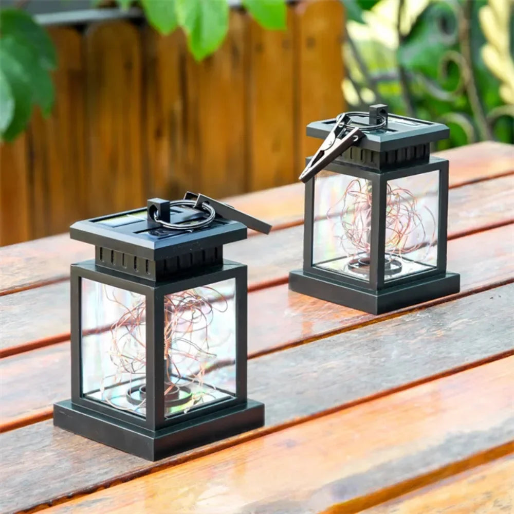 Lanterne Solaire à LED avec Lumières Filaires - Lampe de Jardin Décorative pour L' Extérieur et la Terrasse