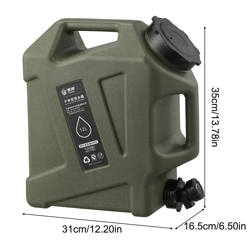 Réservoir D' Eau Portable de 12l avec Robinet de Vidange - Bidon Robuste pour L' Extérieur et le Camping