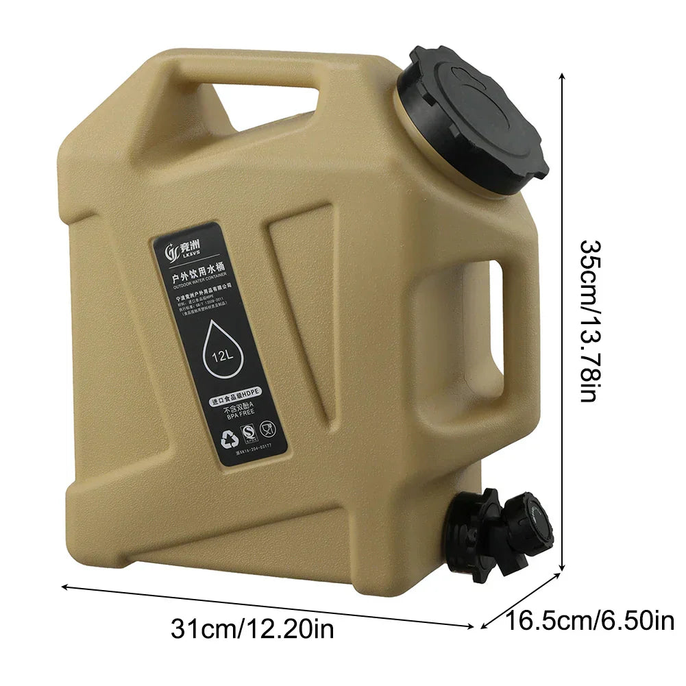 Réservoir D' Eau Portable de 12l avec Robinet de Vidange - Bidon Robuste pour L' Extérieur et le Camping