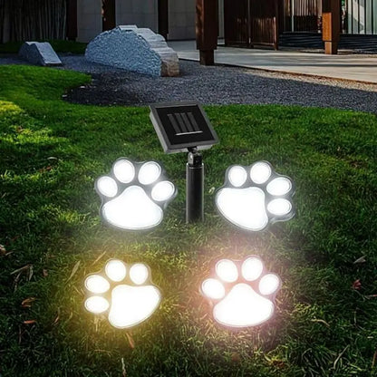 Lampe Solaire Au Design D' Empreinte De Patte - Éclairage De Jardin Led Multicolore Pour L' Extérieur