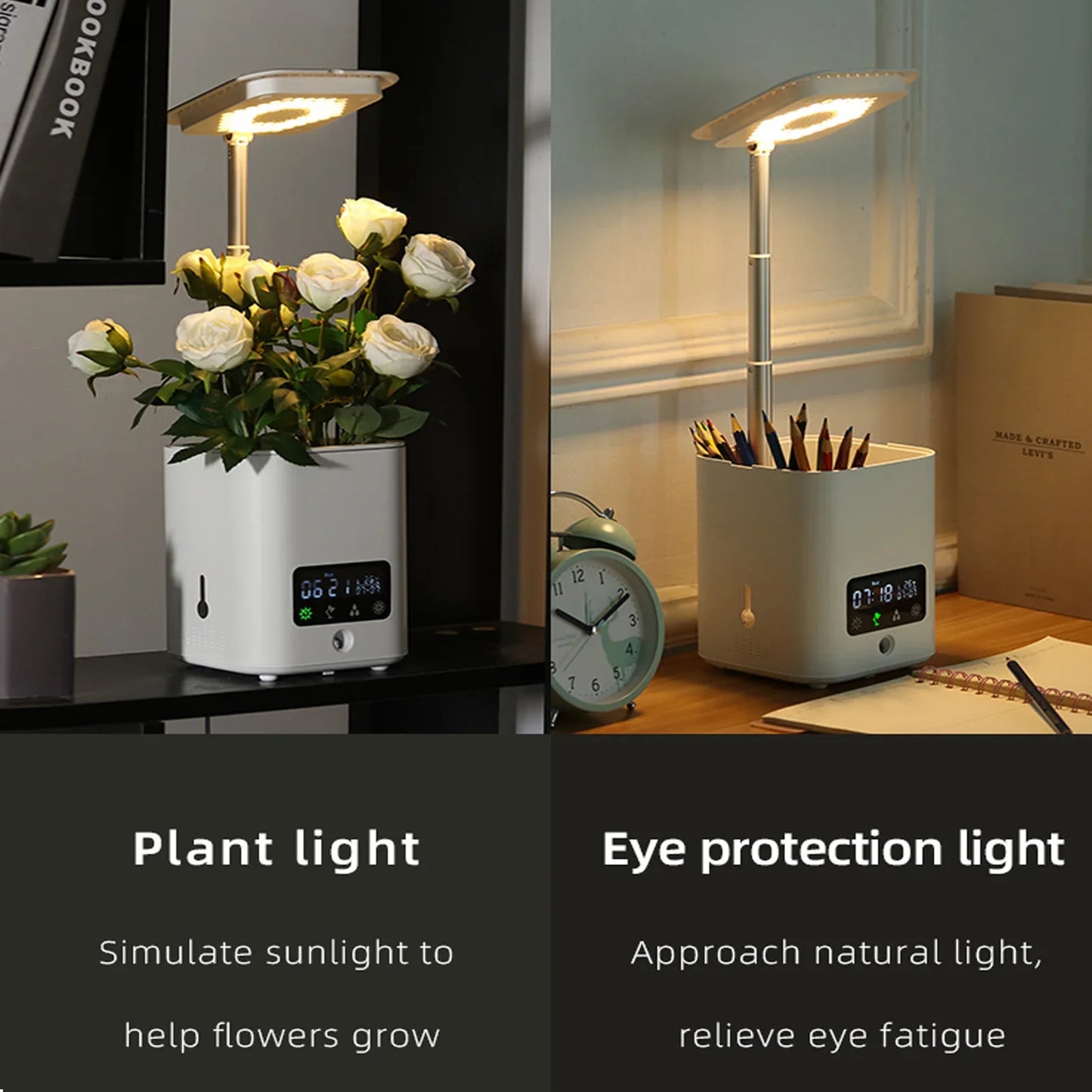 Pot de Culture Hydroponique Intelligent Multifonctionnel avec Calendrier , Diffuseur et Lampe de Bureau