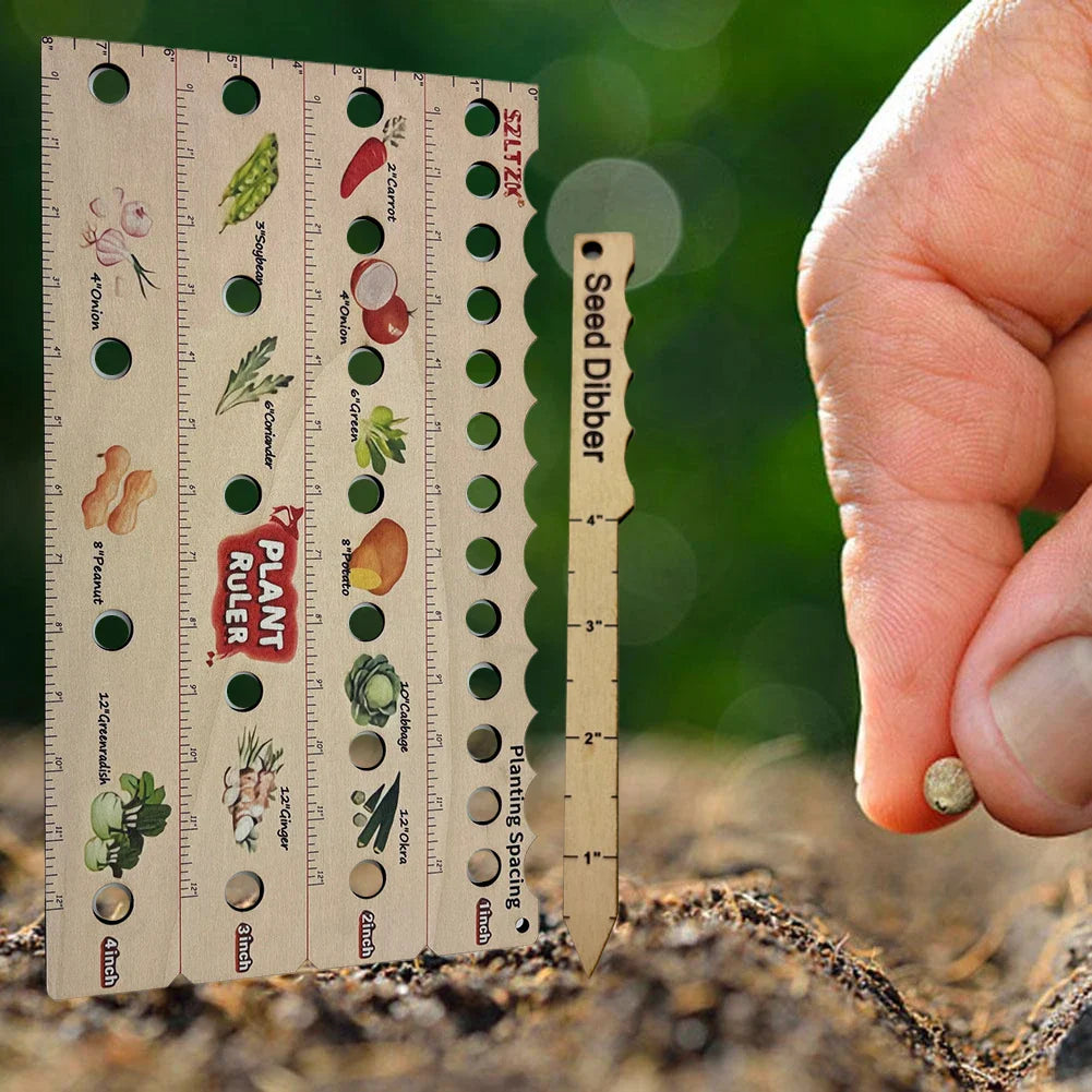 Règle de Plantation en Bois - Outil Multifonctionnel de Mesure des Graines pour le Jardin