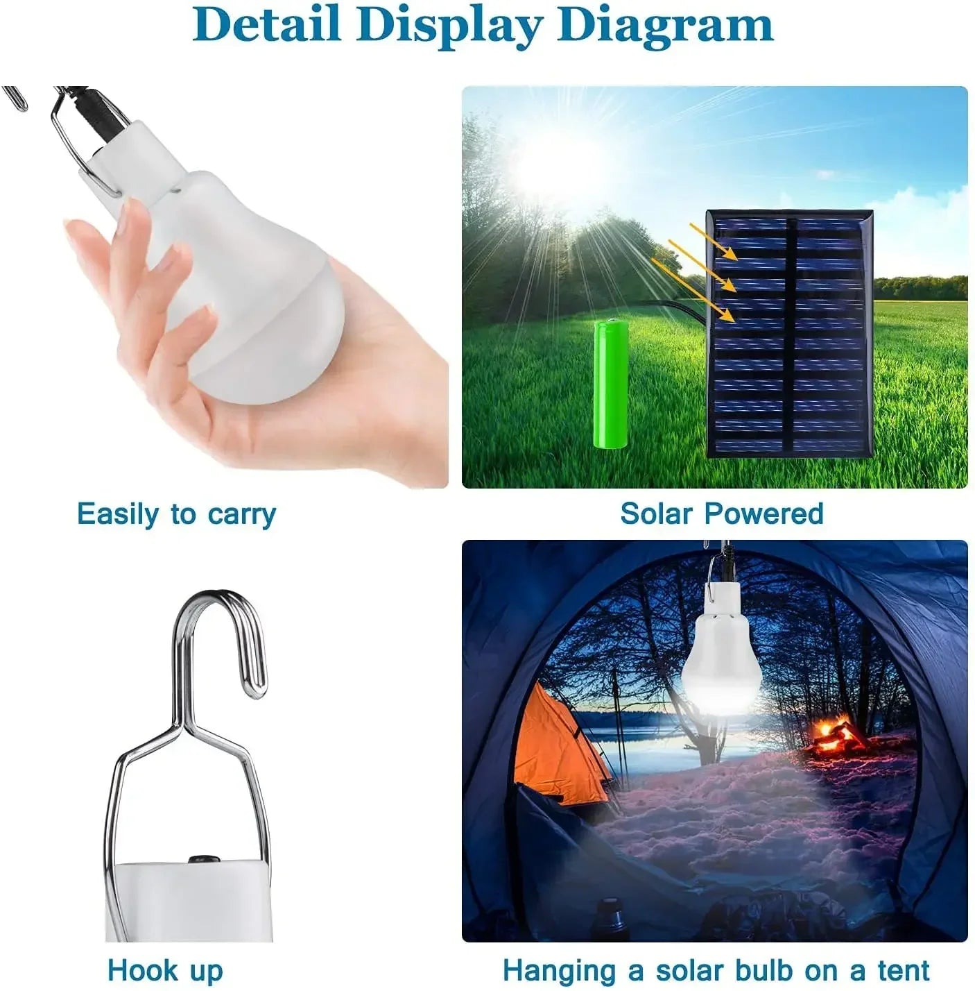 Lampe Solaire avec Panneau Solaire - Lampe Led à Faible Consommation D' Énergie pour L' Intérieur et L' Extérieur