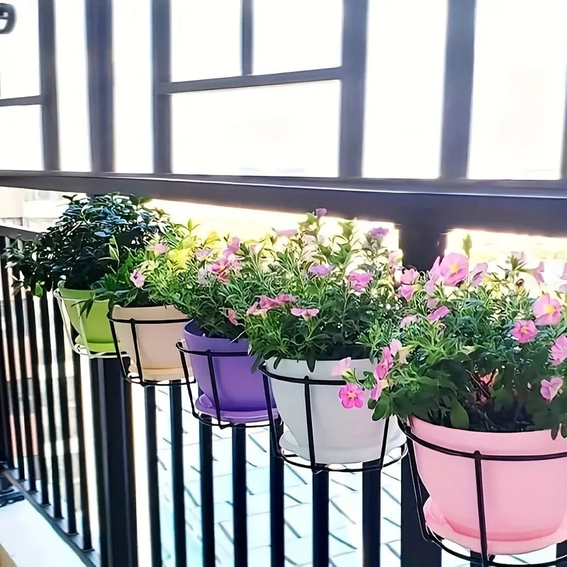 Porte-plantes Pratique Avec Support Métallique Stable Pour Balcon Et Terrasse