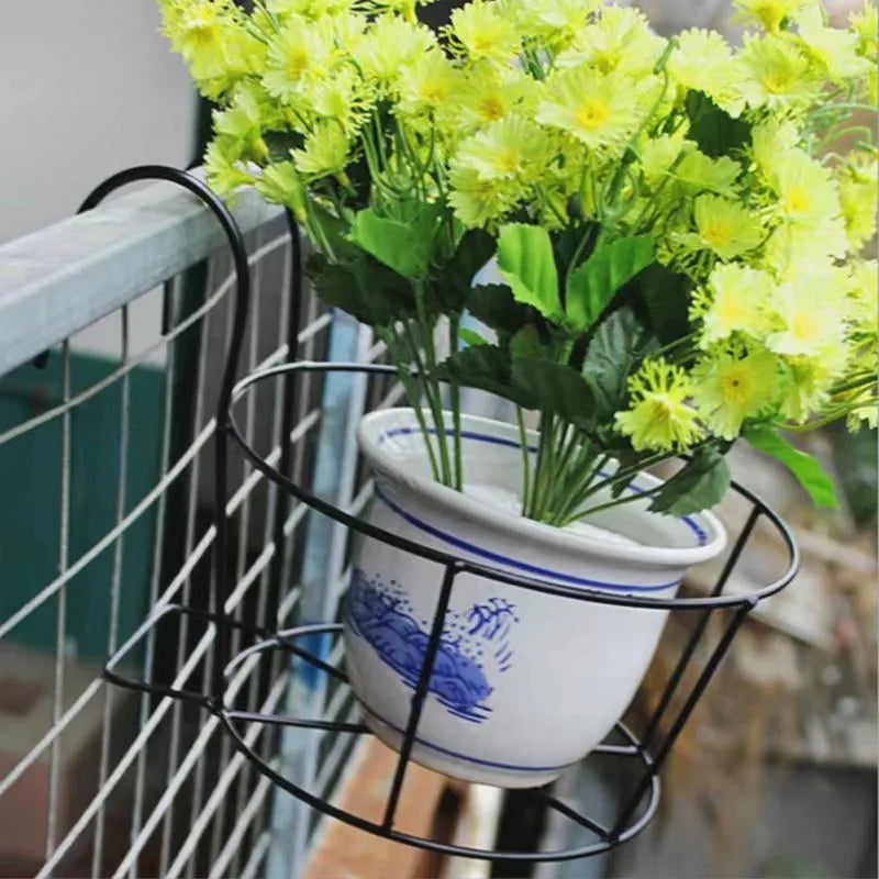 Porte-plantes Pratique Avec Support Métallique Stable Pour Balcon Et Terrasse