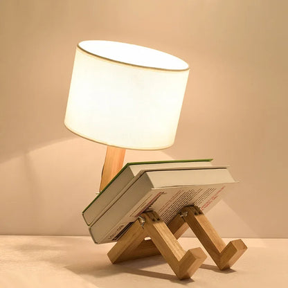 Lampe de Table en Bois avec Porte-livre - Design Moderne pour Ta Maison