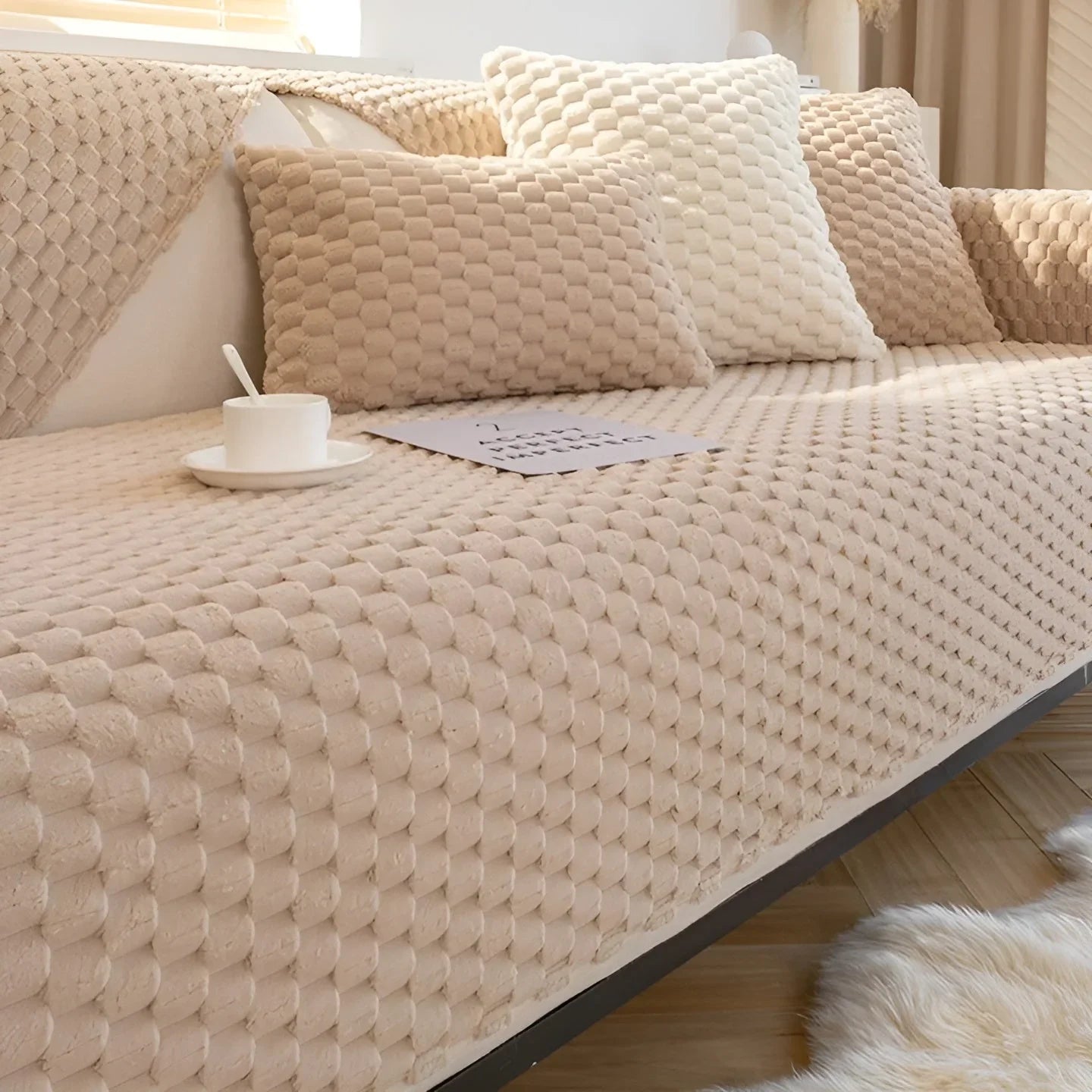 Luxueux Couvre-canapé en Velours avec Motif Structuré