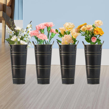 Pot De Fleurs En Fer Rétro Avec Poignées - Pot De Fleurs Décoratif En Métal Pour La Maison