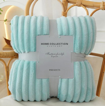 Couverture en Flanelle Polaire à Larges Rayures