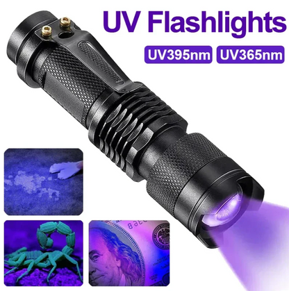 Lampe de Poche Led Uv - Lampe Ultraviolette pour la Détection de Taches et D' Urine D' Animaux Domestiques