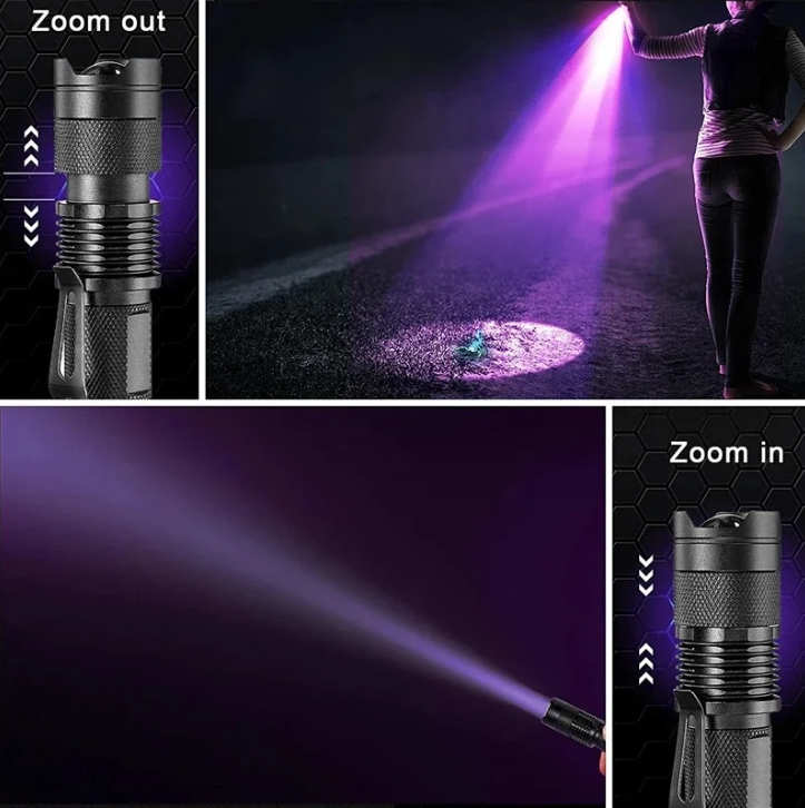 Lampe de Poche Led Uv - Lampe Ultraviolette pour la Détection de Taches et D' Urine D' Animaux Domestiques