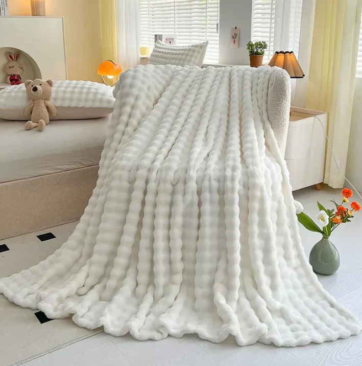 Couverture Polaire de Luxe avec Structure à Bulles