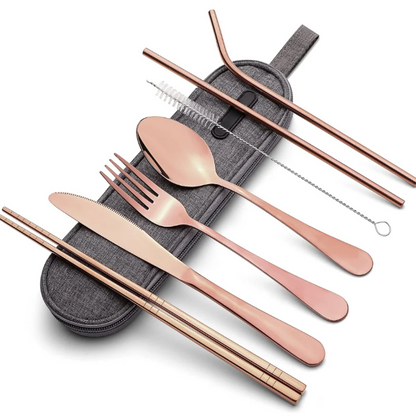 Set de Couverts Compact en Acier Inoxydable pour les Déplacements