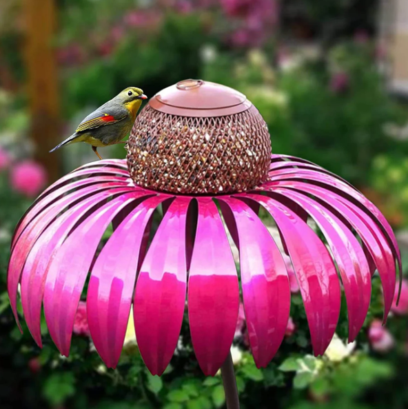 Station de Nourriture pour Oiseaux au Design Floral