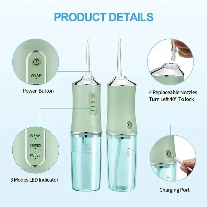 Nettoyeur de Dents à Eau Sans Fil | pour un Nettoyage Complet des Dents