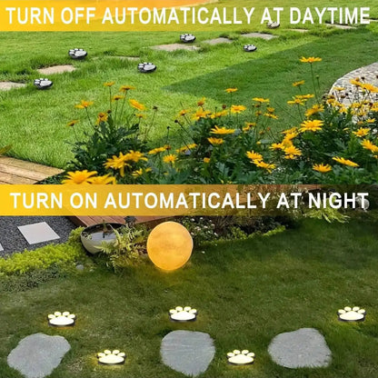 Lampe Solaire Au Design D' Empreinte De Patte - Éclairage De Jardin Led Multicolore Pour L' Extérieur
