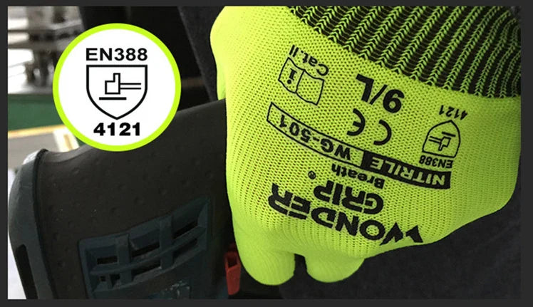 Gants de Travail avec Wunder - Grip - Gants Antidérapants pour le Jardinage et L' Artisanat
