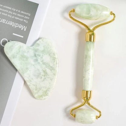 Instant Glow Gua Sha & Jade Roller Set | pour une Peau Éclatante et une Détente Naturelle