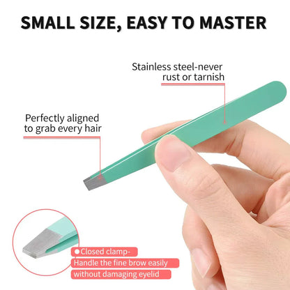 Set de Pincettes de Précision - Kit de 6 Pincettes à Sourcils avec Étui de Voyage