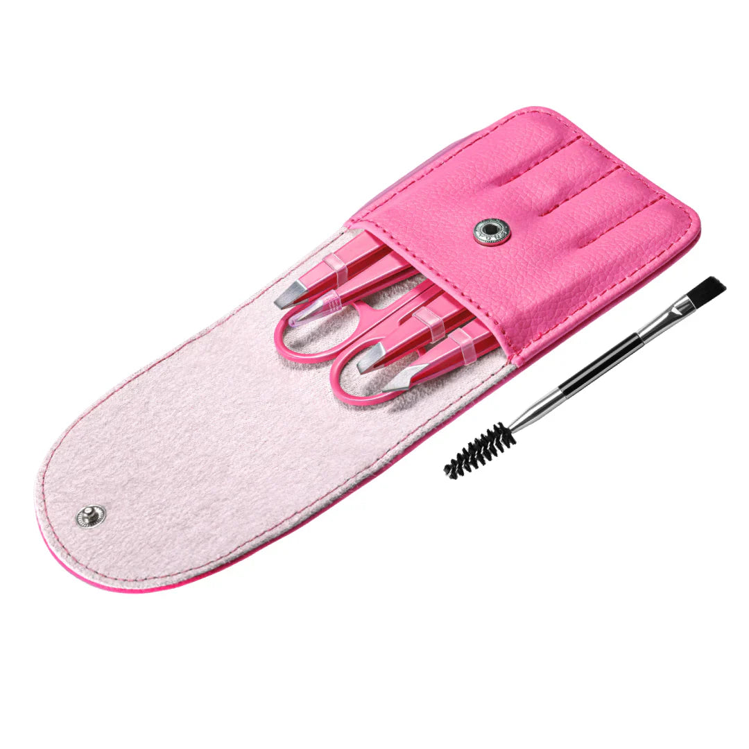 Set de Pincettes de Précision - Kit de 6 Pincettes à Sourcils avec Étui de Voyage