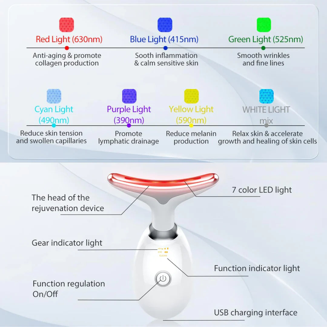 Radiantglow Masque Facial à Led 7 Couleurs