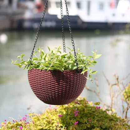 Panier Suspendu Tressé pour Plantes avec Chaîne - Idéal pour le Balcon et le Jardin