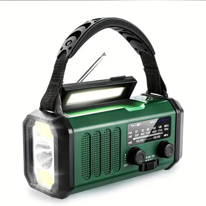 Radio D' Urgence Solaire avec Powerbank - Radio à Manivelle avec Lampe de Poche à Led pour le Camping et L' Extérieur