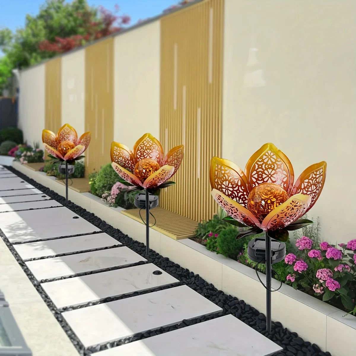 Lampe Solaire de Jardin Fleur de Lotus - Éclairage Extérieur Décoratif à Led pour le Jardin et la Cour