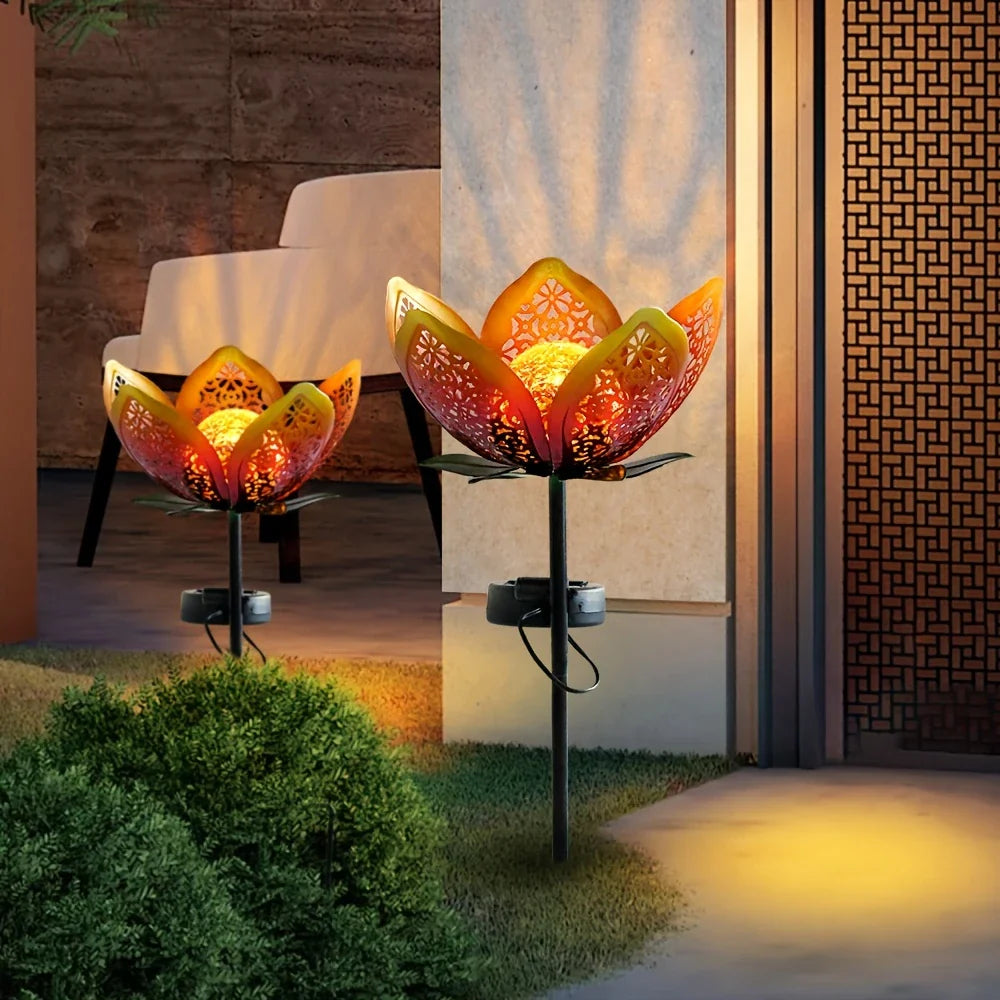 Lampe Solaire de Jardin Fleur de Lotus - Éclairage Extérieur Décoratif à Led pour le Jardin et la Cour
