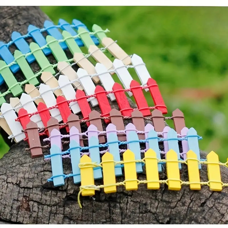 Clôture de Jardin Miniature en Bois - Décoration Colorée pour le Jardin des Fées et le Modélisme
