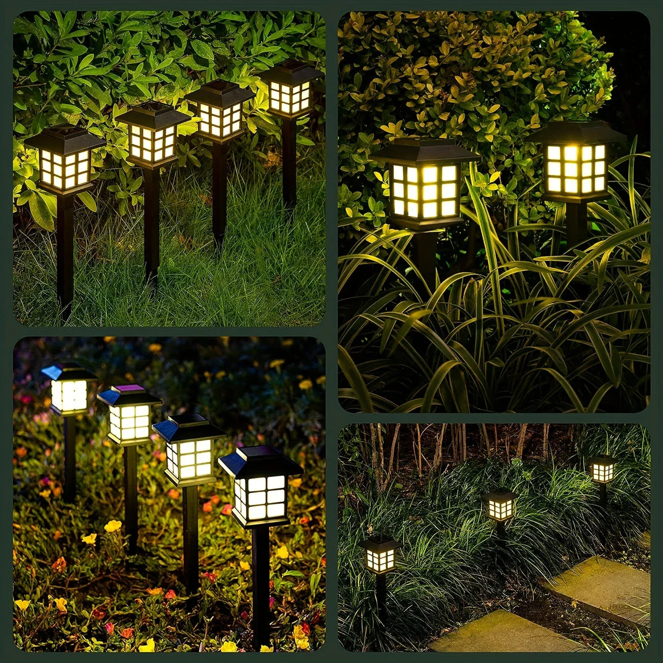 Lampes Solaires de Jardin Style Lanterne - Eclairage D' Allée à Led Étanche pour L' Extérieur
