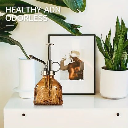 Bouteille En Verre Gaufré Avec Buse En Métal - Vaporisateur Pour L' Arrosage Des Fleurs Au Design Vintage